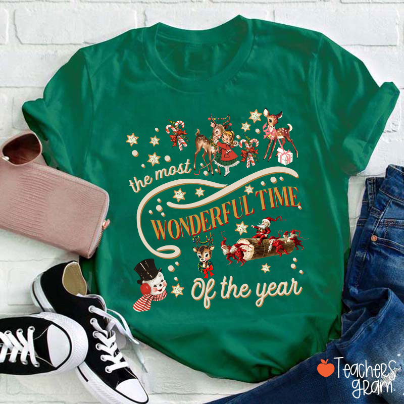 It's The Most Wonderful Time Of The Year Christmas Vibe Teacher T-Shirt