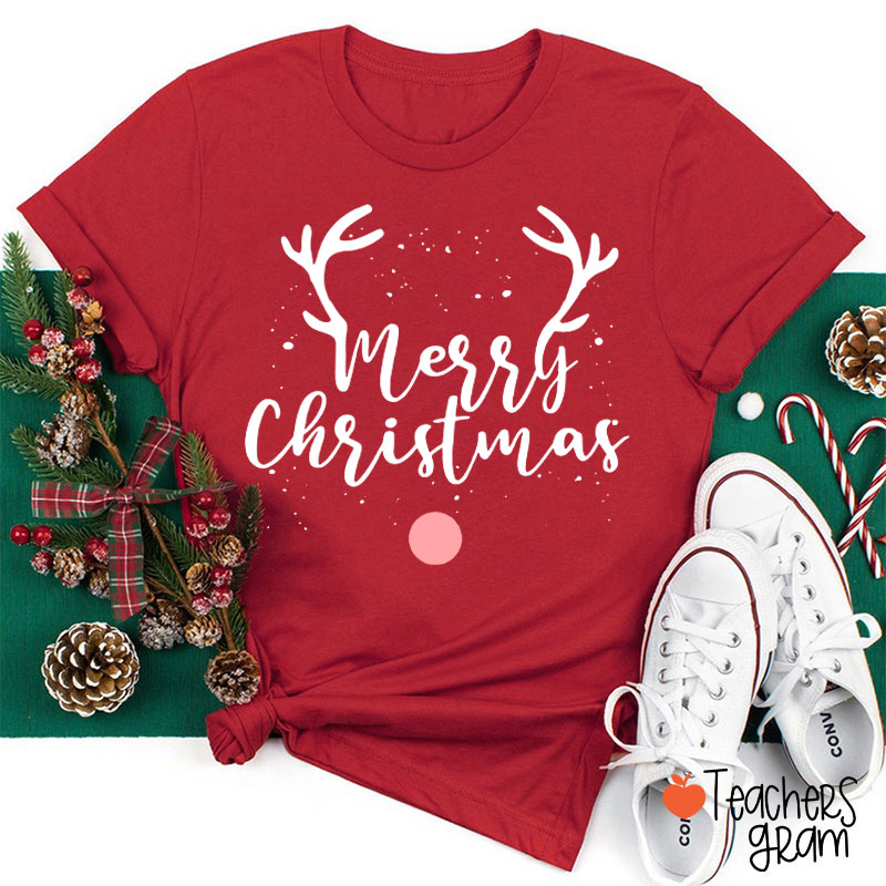 Merry Christmas Deer Teacher T-Shirt