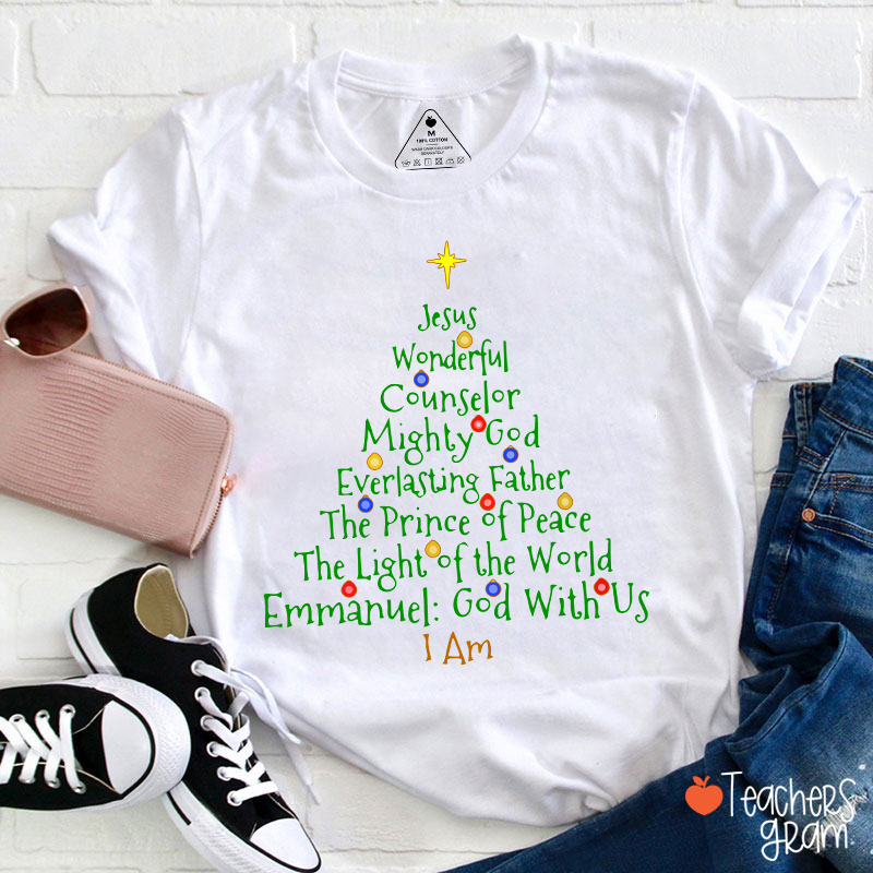 Jesus Wonderful Christmas Tree Teacher T-Shirt