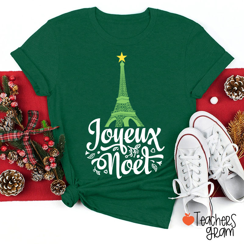 Eiffel Tower Joyeux Noël French Teacher T-Shirt