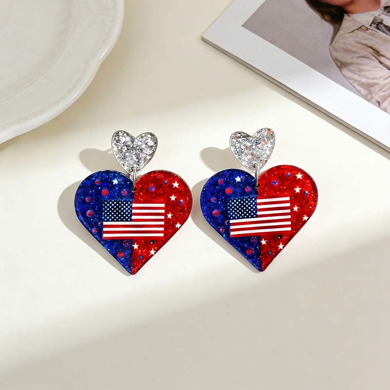 Independence Day Flag Color Teacher Acrylic Earrings
