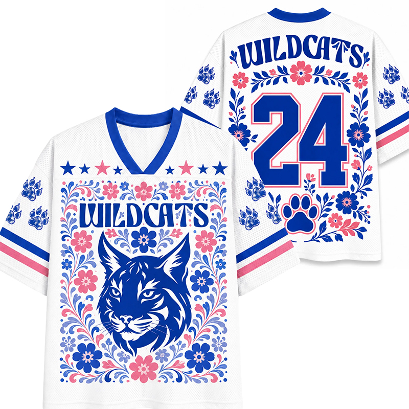 Personalized Mascot Floral Retro Teacher Mesh Jersey