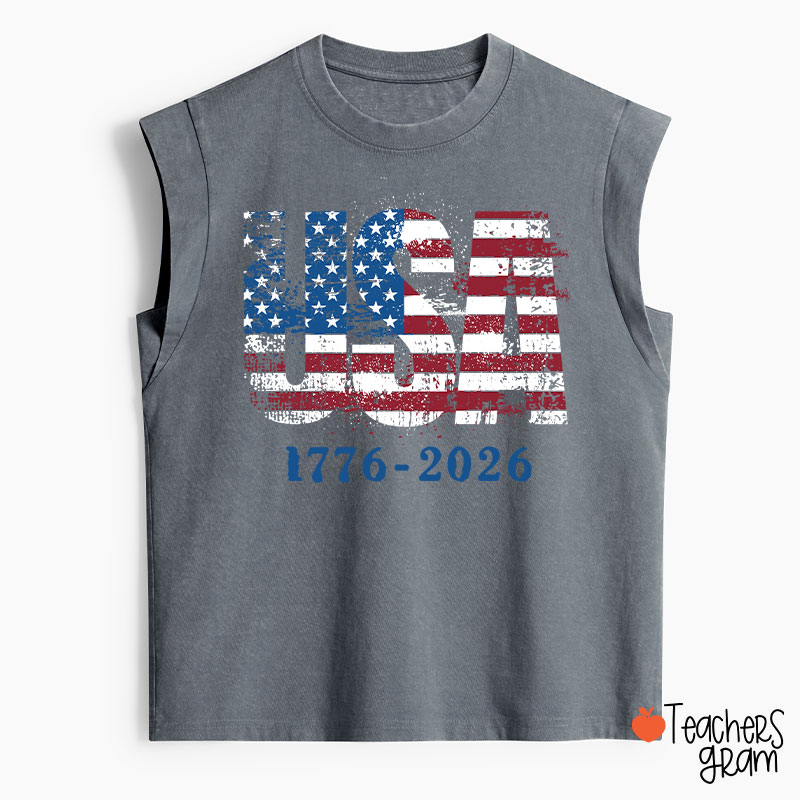 USA 1776-2026 Teacher Washed Tank Top