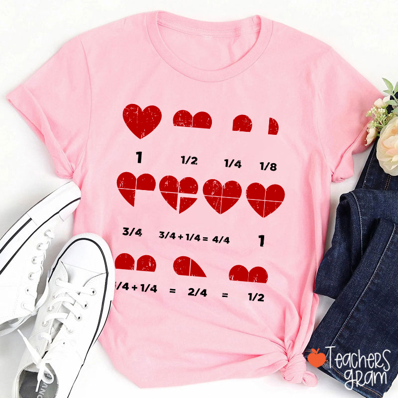Math Red Hearts Teacher T-Shirt