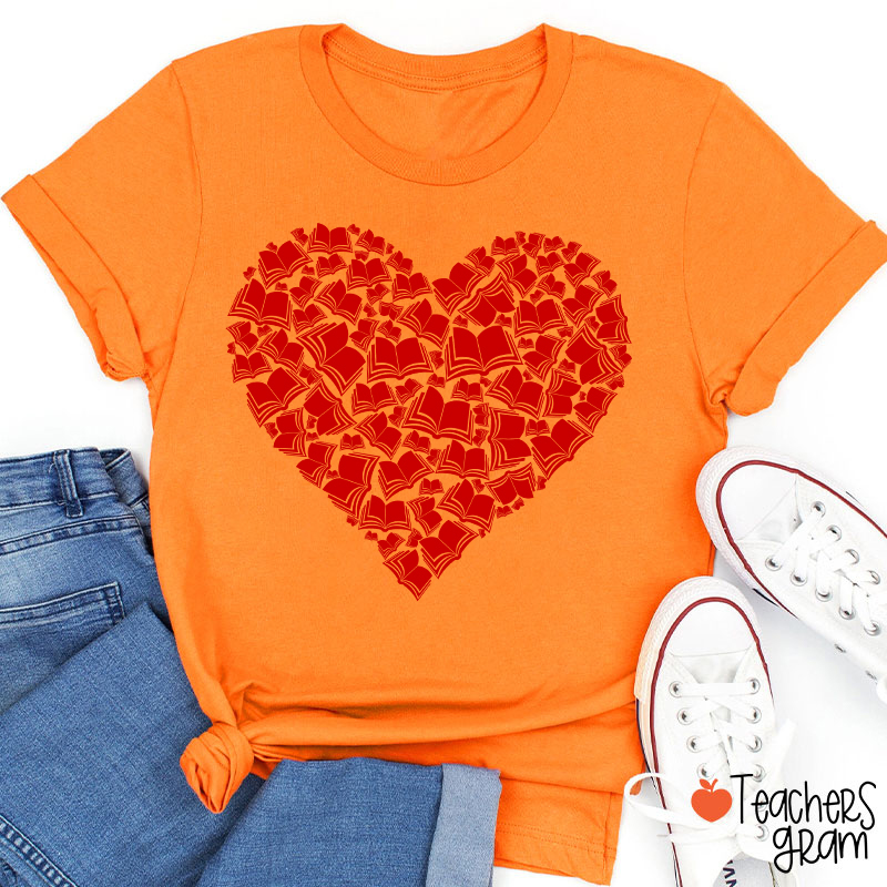 Love Books Valentine Teacher T-Shirt