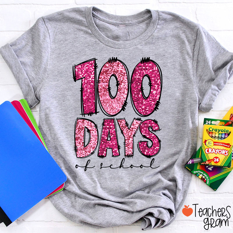 Glitter 100 Days Of School Teacher T-Shirt