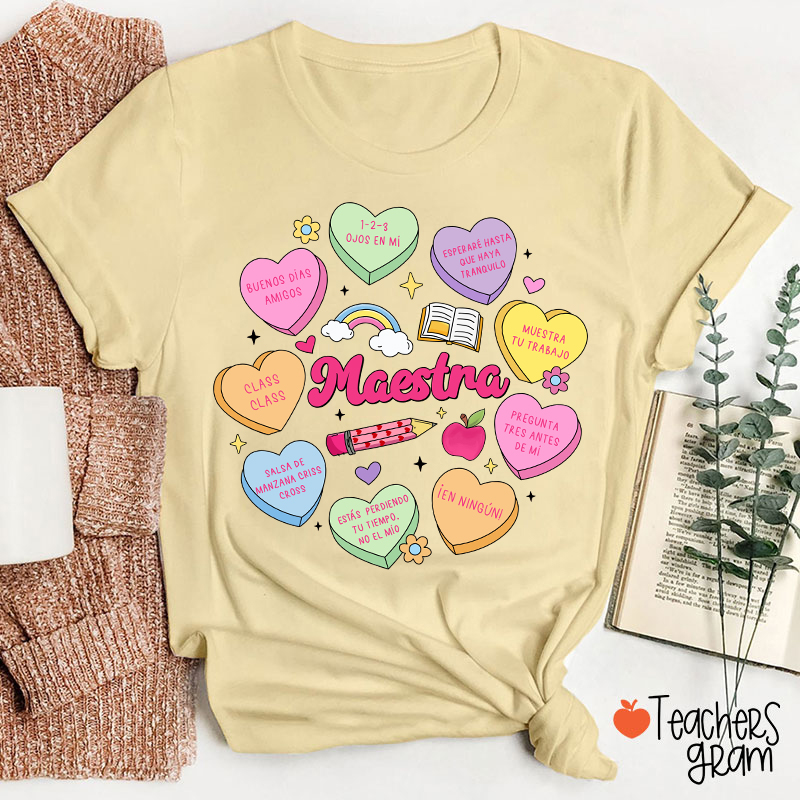 Maestra Love Encourage Spanish Teacher T-Shirt