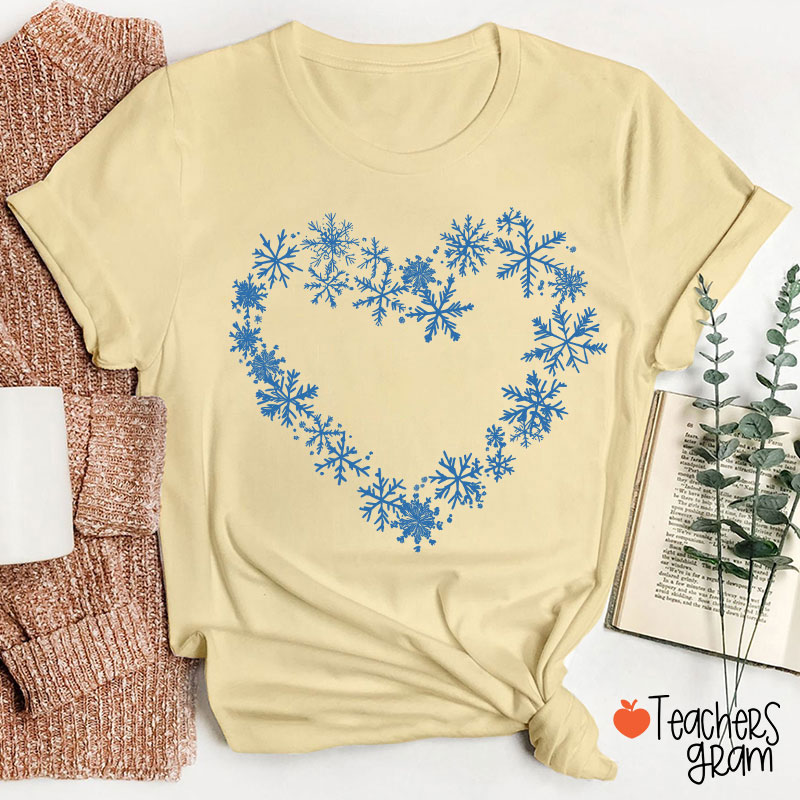 Snowflakes Heart Teacher T-Shirt