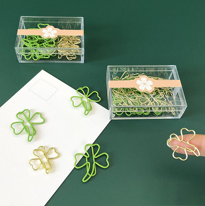 20Pcs Lucky Clover Paper Clips