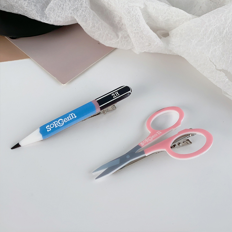 Pencil Scissors Teacher Hair Clip