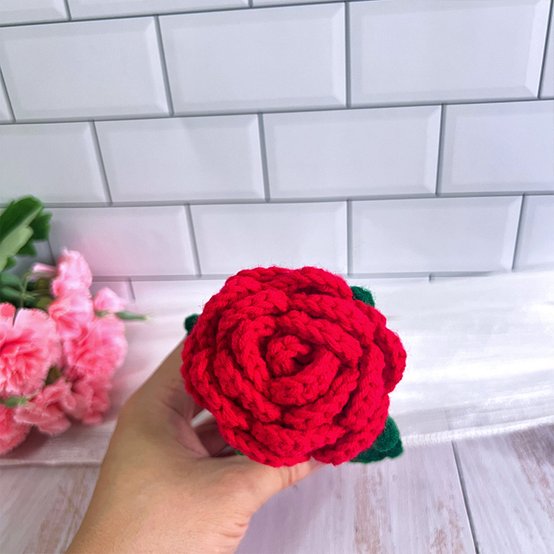 Cute Crochet Sunflowers Hearts Rose Plants Desk Decor