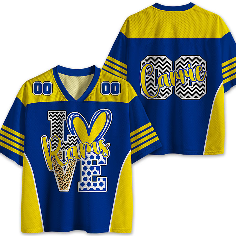 Personalized Mascot Love School Spirit Teacher Mesh Jersey