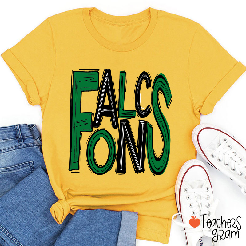 Personalized Mascot Doodle Letter Teacher T-Shirt