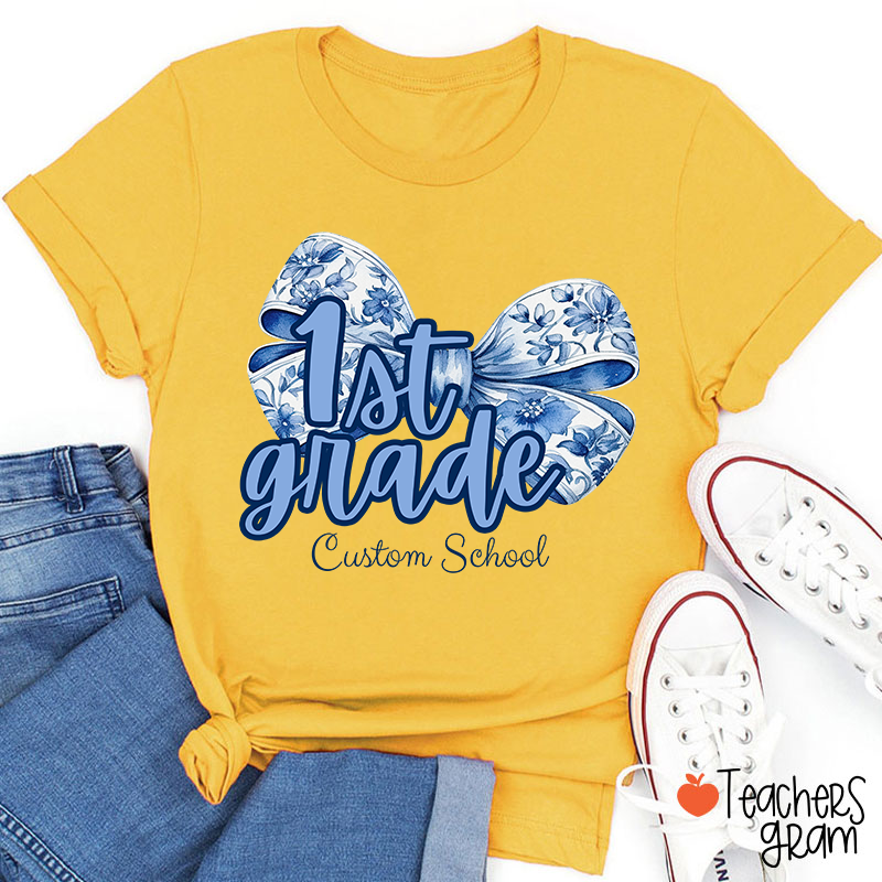 Personalized Bow Tie And Swash Teacher T-Shirt