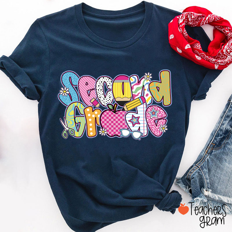 Personalized Grade Apple First Day Teacher T-Shirt