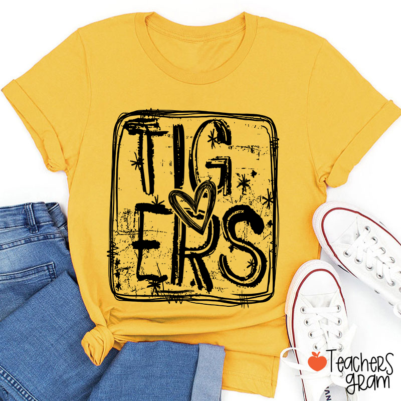 Personalized Mascot Graffiti Spirit Game Day Teacher T-Shirt