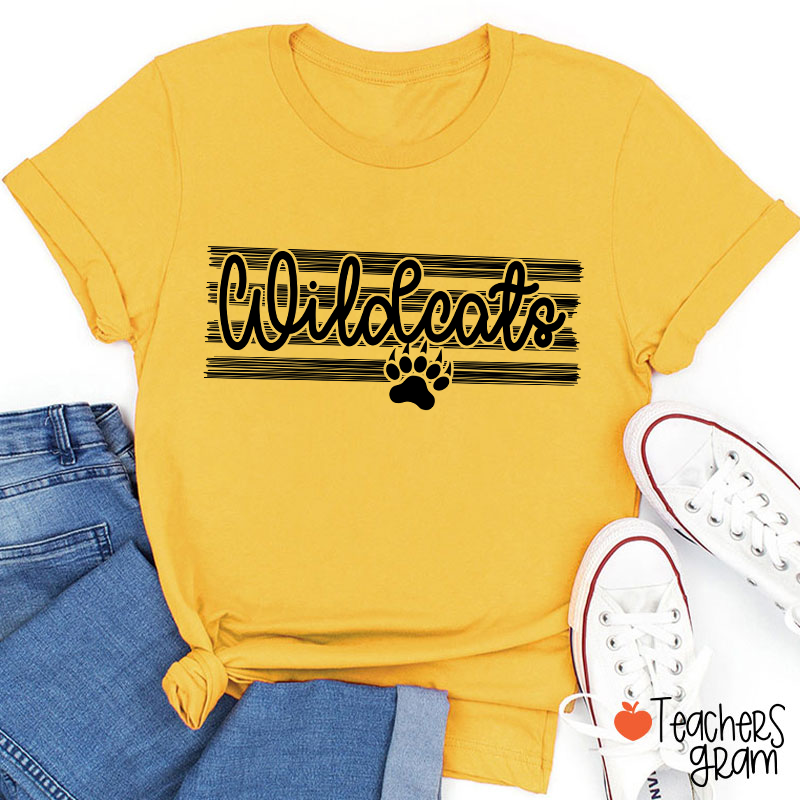 Personalized Mascot On Stripes Spirit Game Day Teacher T-Shirt