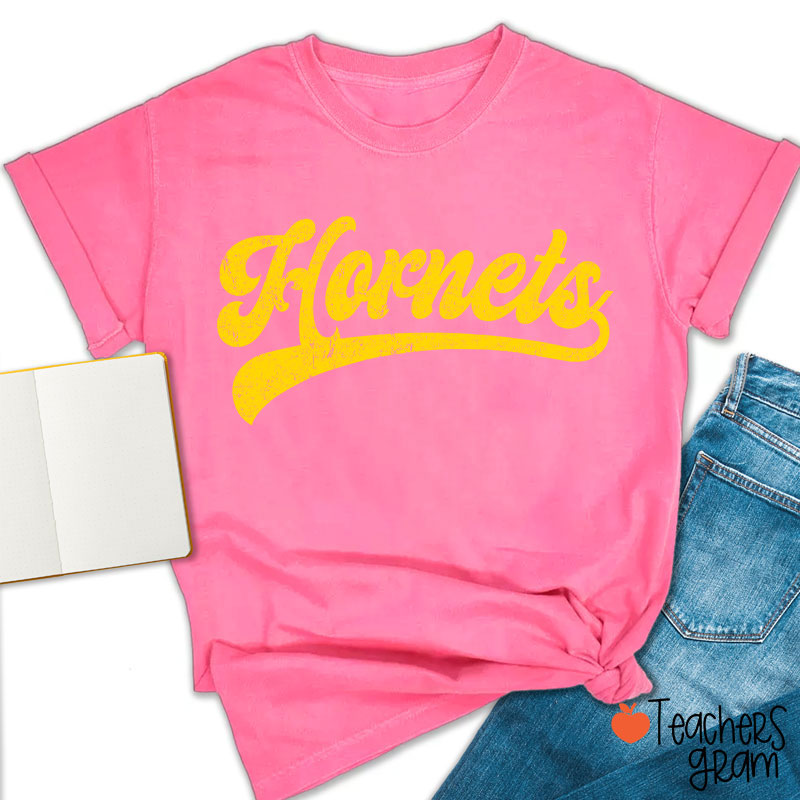 Personalized Mascot Washed And Distressed Print Teacher T-Shirt