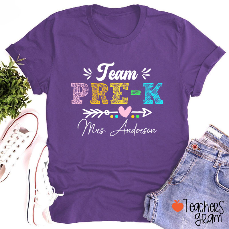 Personalized Team Name Arrow Heart Teacher T-Shirt