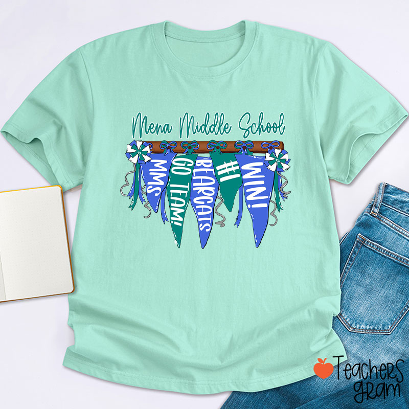 Personalized Mascot Pennant Banner Flag Teacher T-Shirt