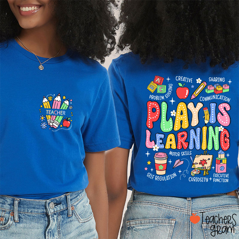 Personalized Text Play Is Learning Teacher Two Sided T-Shirt