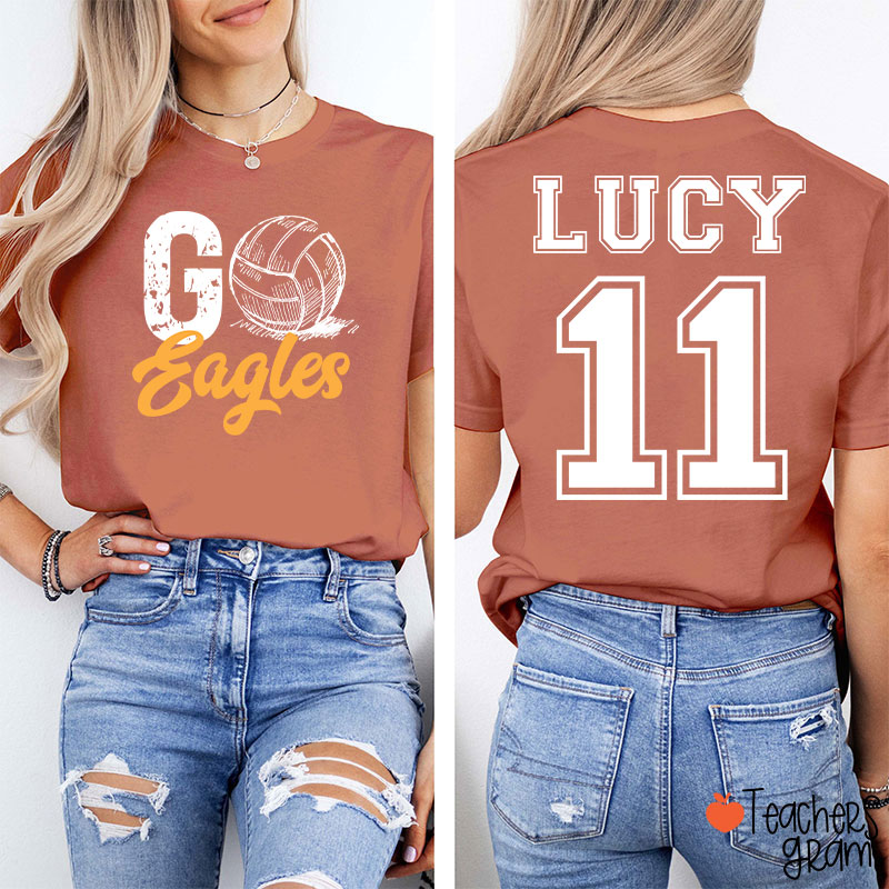 Personalized Mascot And Sport Go Game Day Teacher Two Sided T-Shirt