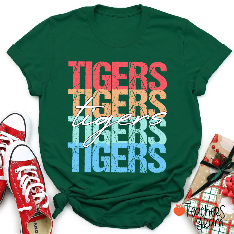 Personalized Mascot Retro Distressed School Spirit Teacher T-Shirt