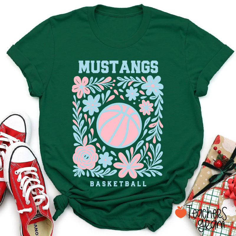 Personalized Mascot And Sport Flowers Teacher T-Shirt