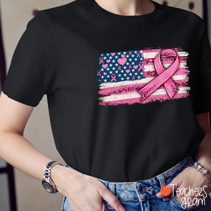 Flag Of Breast Cancer Prevention Ribbon Elements T-Shirt
