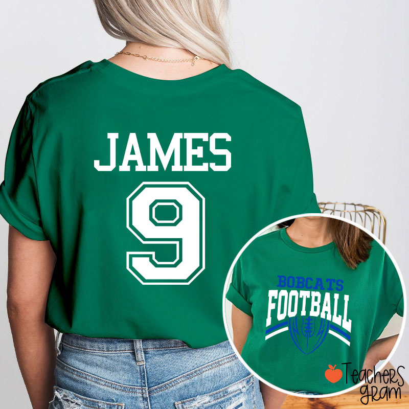 Personalized Mascot Football Game Day Teacher Two Sided T-Shirt