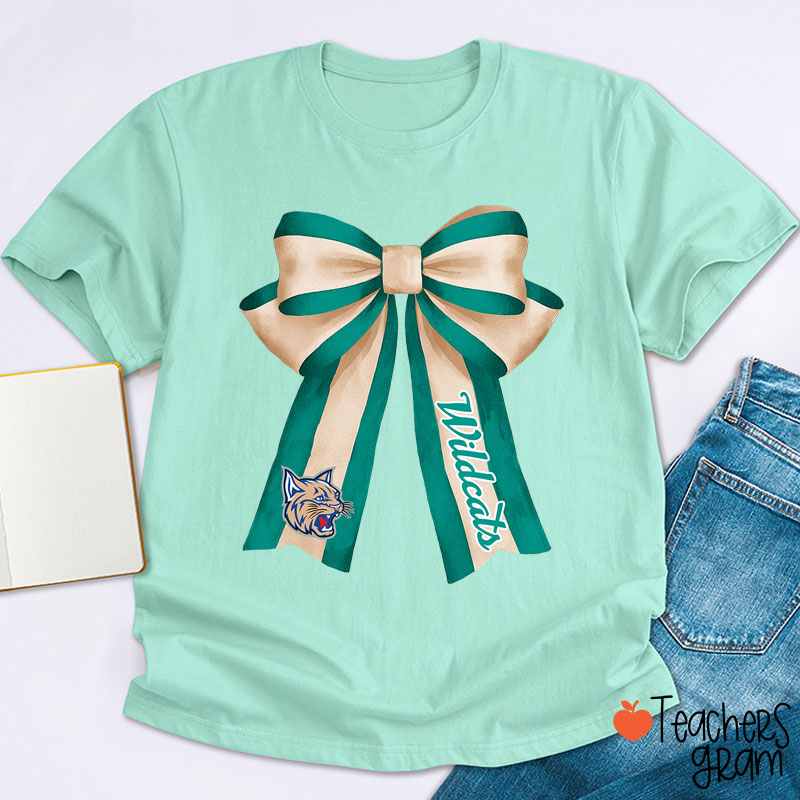 Personalized Mascot Coquette Bow Teacher T-Shirt