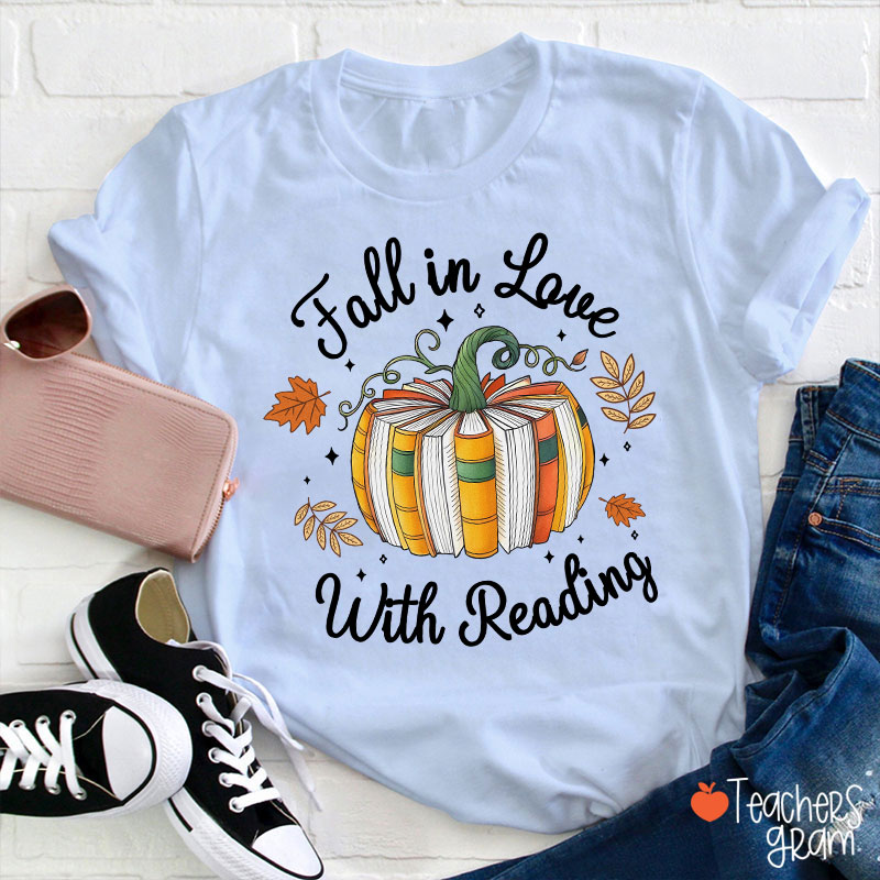 Fall In Love With Reading Autumn Teacher T-Shirt
