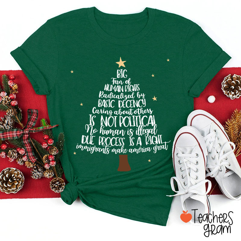 Big Fan Of Human Rights Christmas Tree Teacher T-Shirt
