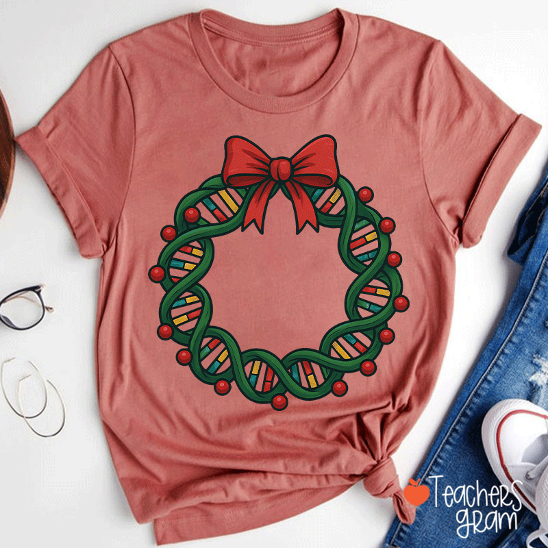 DNA Double Helix Christmas Teacher T-Shirt