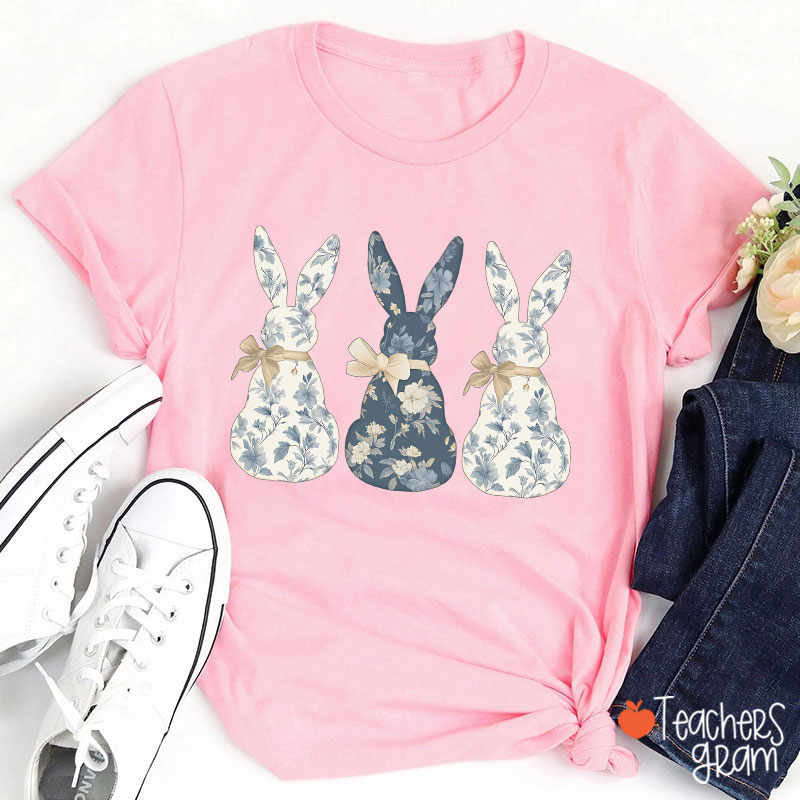 Coquette Bow Easter Bunny Teacher T-Shirt