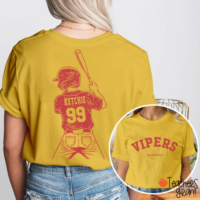 Personalized Baseball Mom Teacher Two Sided T-Shirt