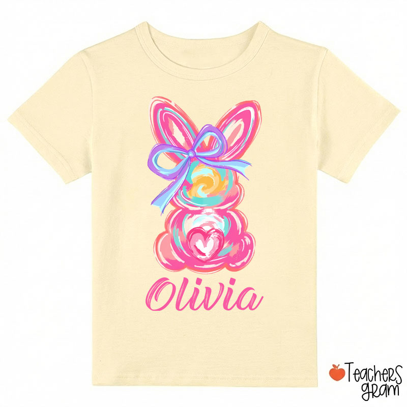 Personalized Name Watercolor Bunny Easter Class T-Shirt