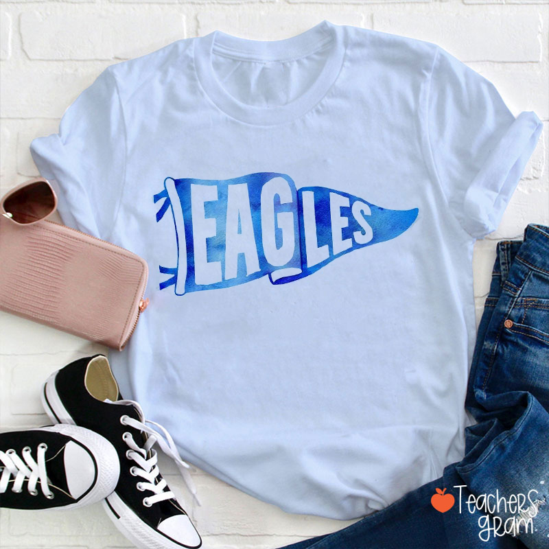 Personalized Mascot Watercolor Pennant Teacher T-Shirt