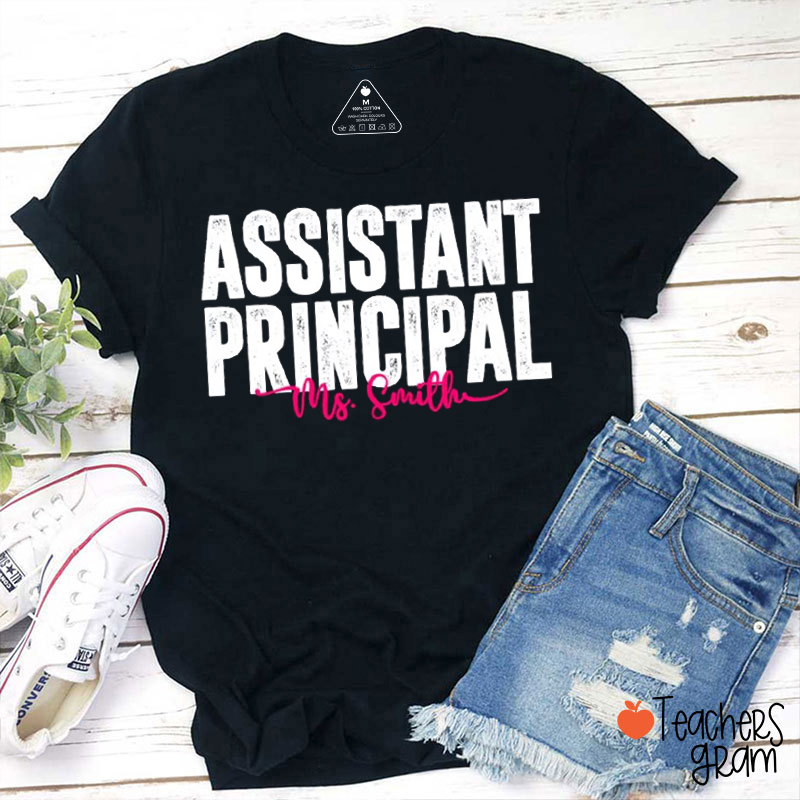 Personalized Name Distressed Assistant Teacher T-Shirt