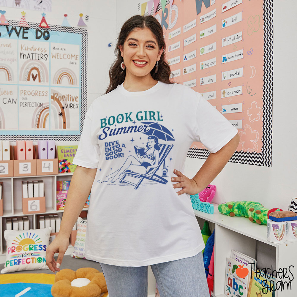 Book Girl Summer Dive Into A Good Book Teacher T-Shirt