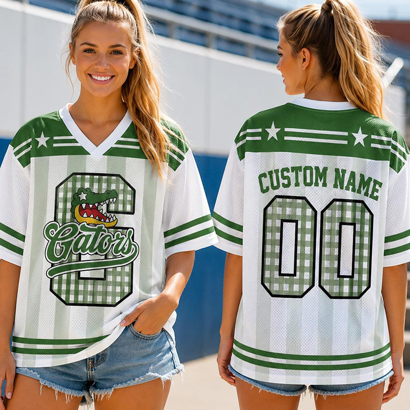 Personalized Mascot Plaid Letter Star Stripe Teacher Mesh Jersey