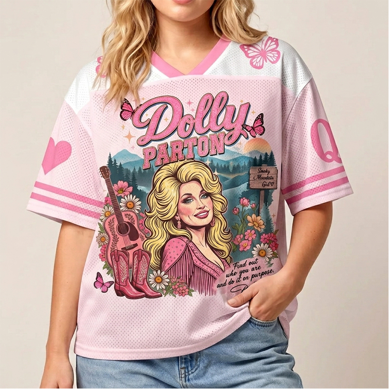 Dolly Parton Butterfly Heart Teacher Mesh Jersey
