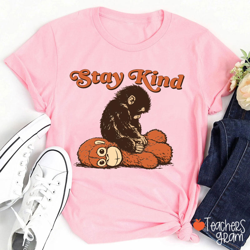 Punch Monkey Stay Kind Teacher T-Shirt