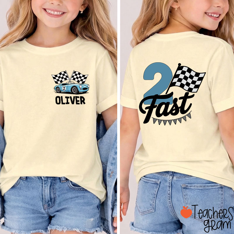 Personalized Two Fast Birthday Class Two Sided T-Shirt