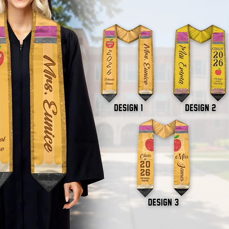 Personalized Pencil Teacher Graduation Stole