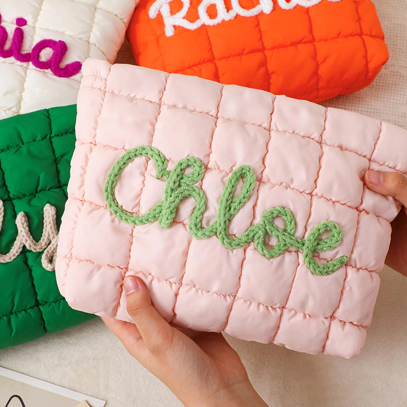 Personalized Quilted Nylon Makeup Bag
