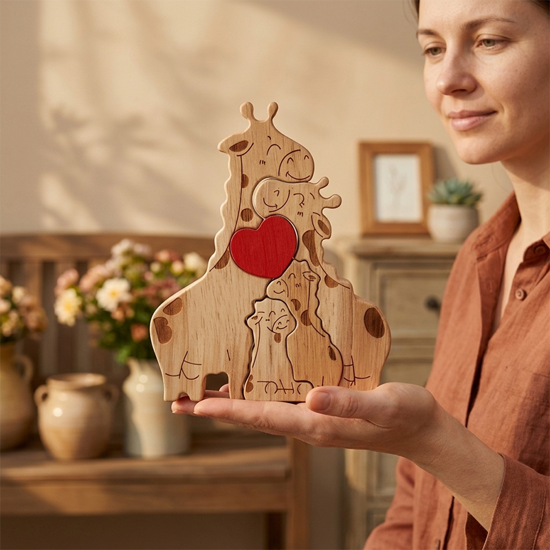 Giraffe Family Puzzle Ornament