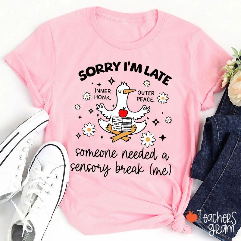 Sorry I'm Late Someone Needed A Sensory Break Teacher T-Shirt