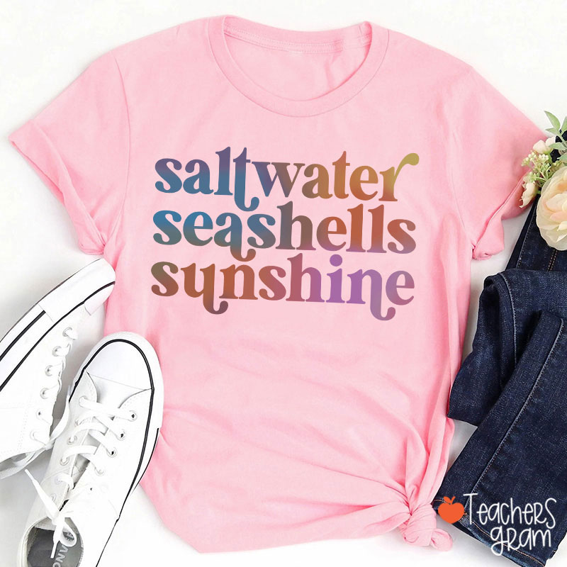 Saltwater Seashells Sunshine Teacher T-Shirt