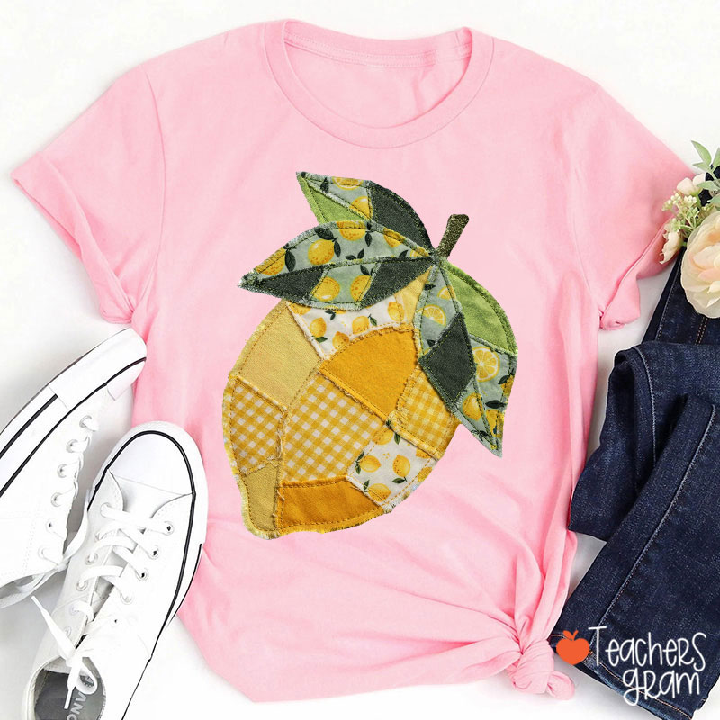 Faux Quilted Patchwork Lemon Teacher T-Shirt